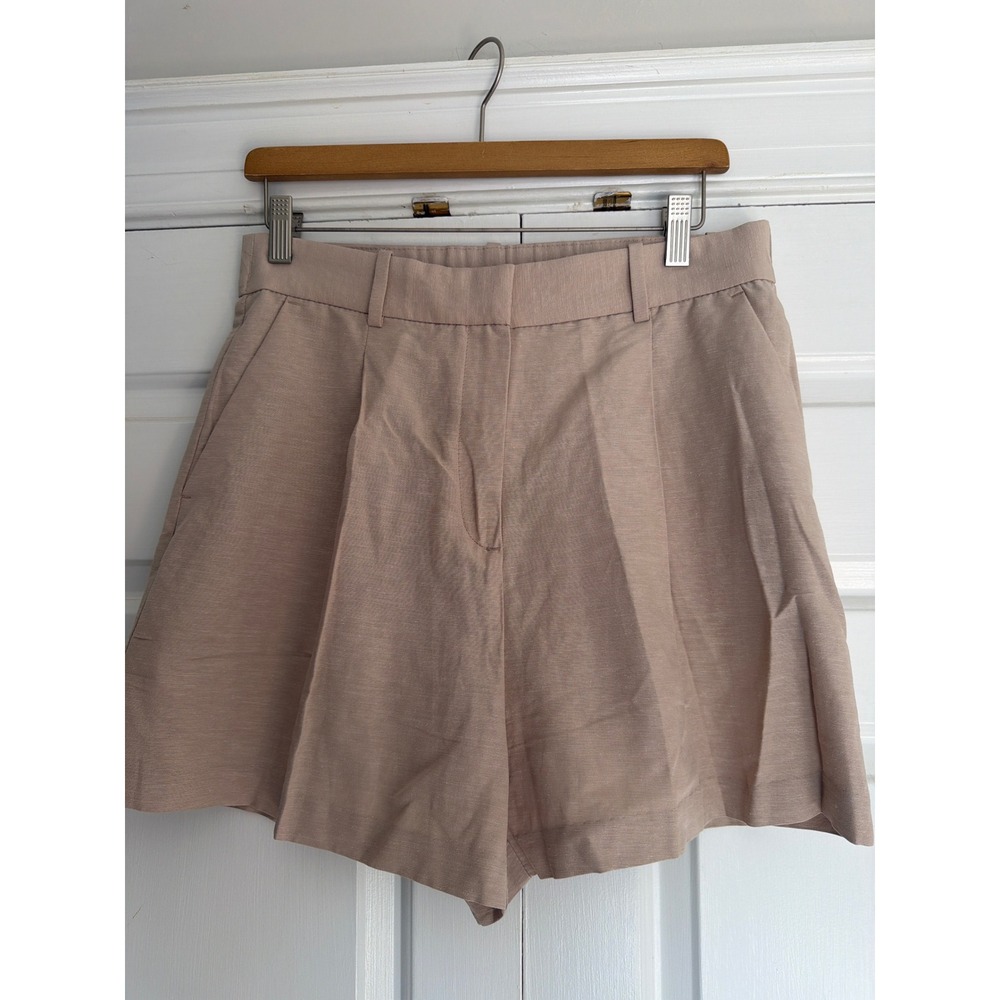 Linen Blend tailored Beighe shorts Sz 8 summer coastal casual